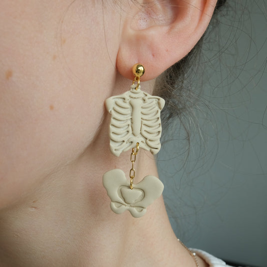 Clay Earrings |Skelett Halloween