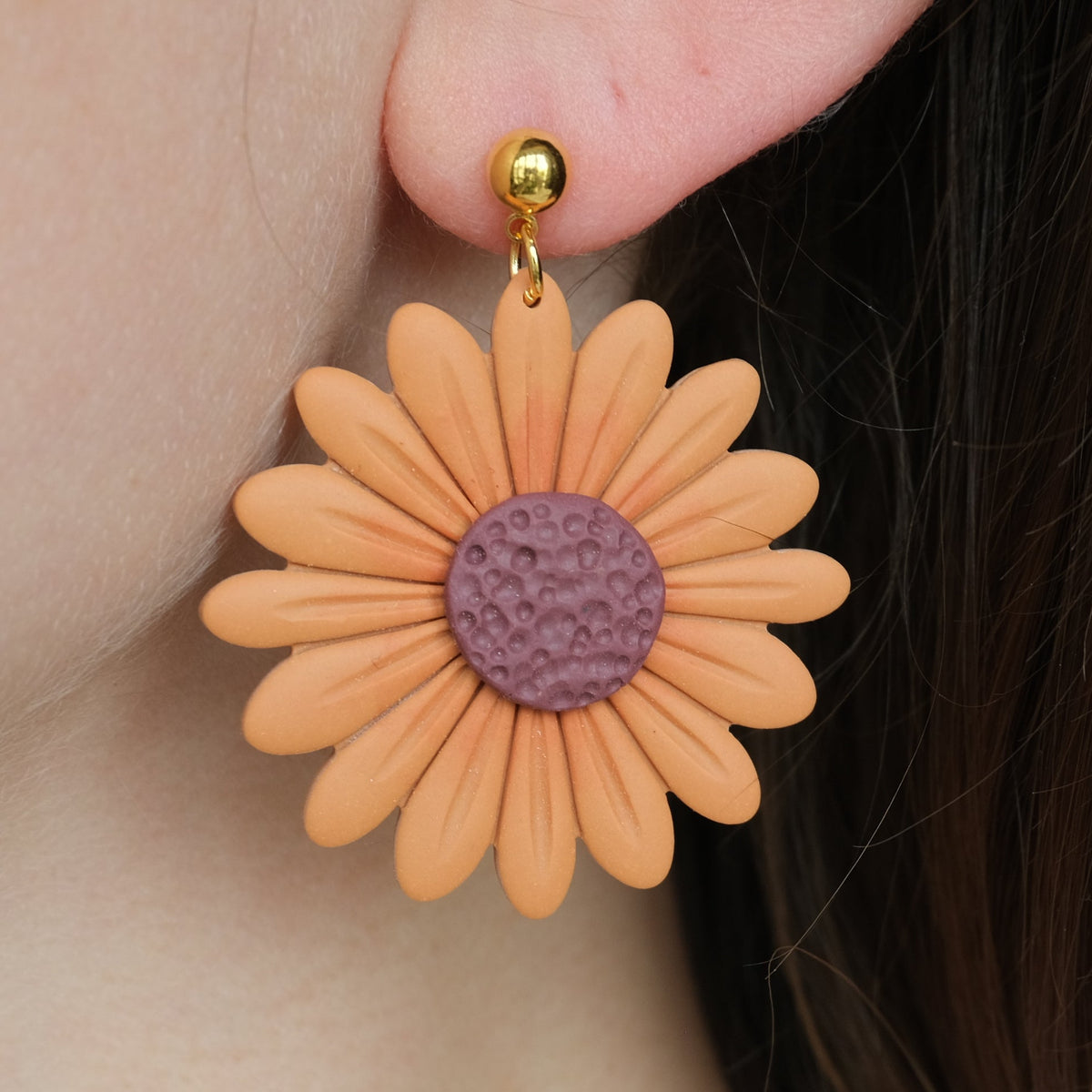 Clay Earrings | Große Sonnenblume
