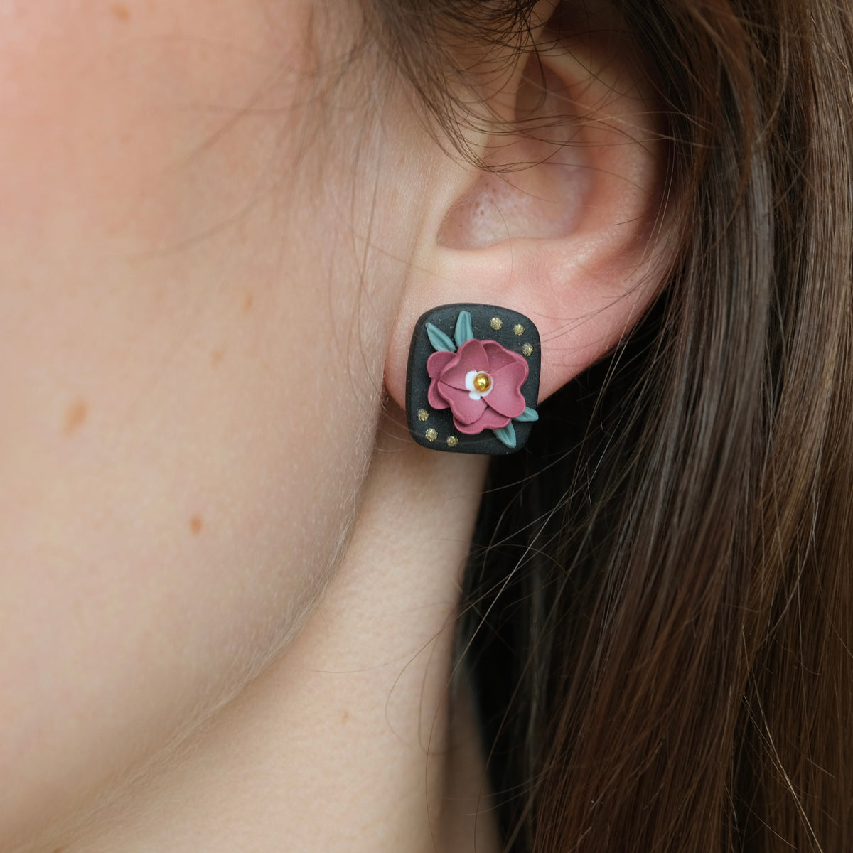 Clay Earrings | Herbstliche Blumenstecker