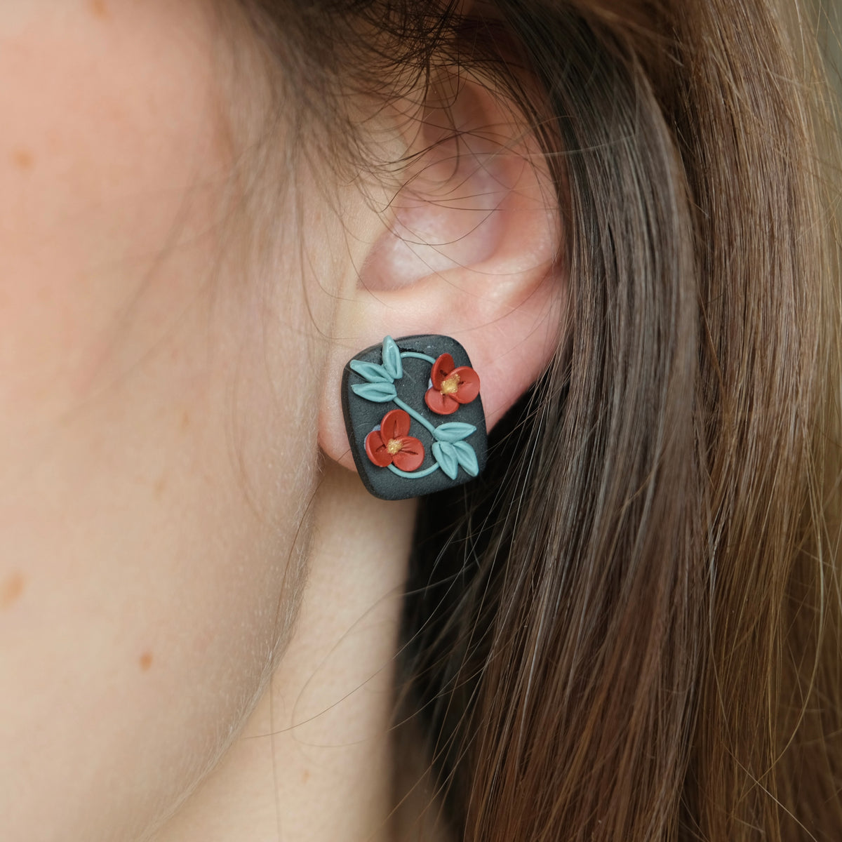 Clay Earrings | Herbstliche Blumenstecker