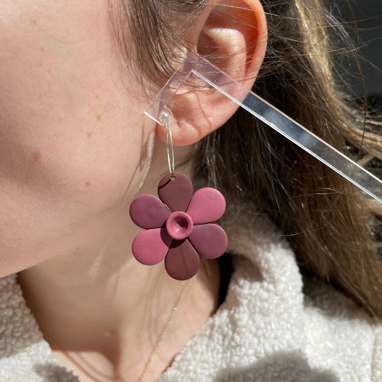 Polymer clay earrings | Bordeaux flower