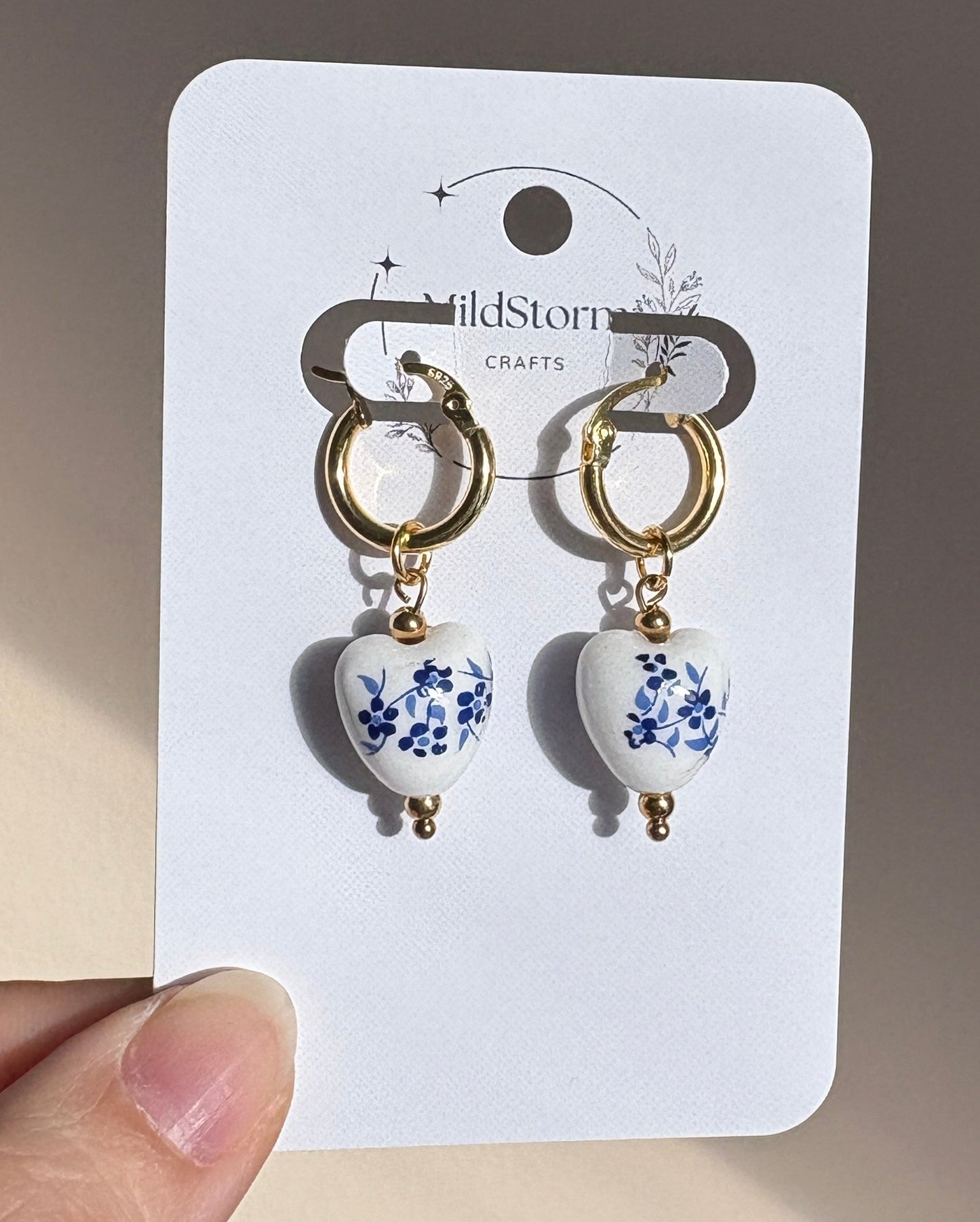 Lightweight Earrings | Blue Floral Pattern