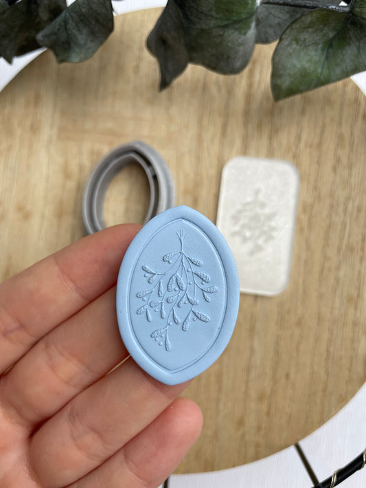 Acrylic embossing stamp mistletoe + cutter