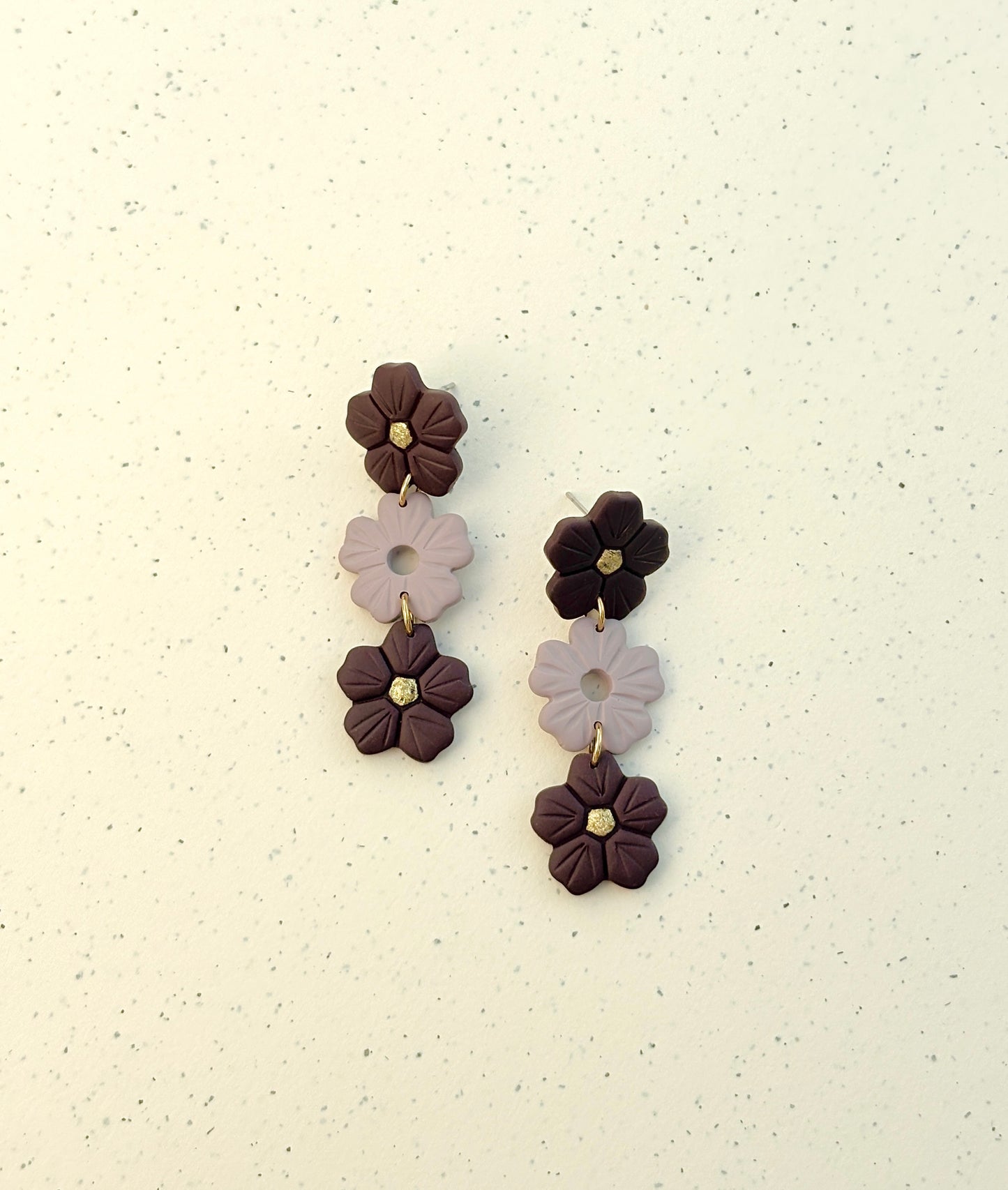 Polymer clay earrings | Autumn flower dangle earrings