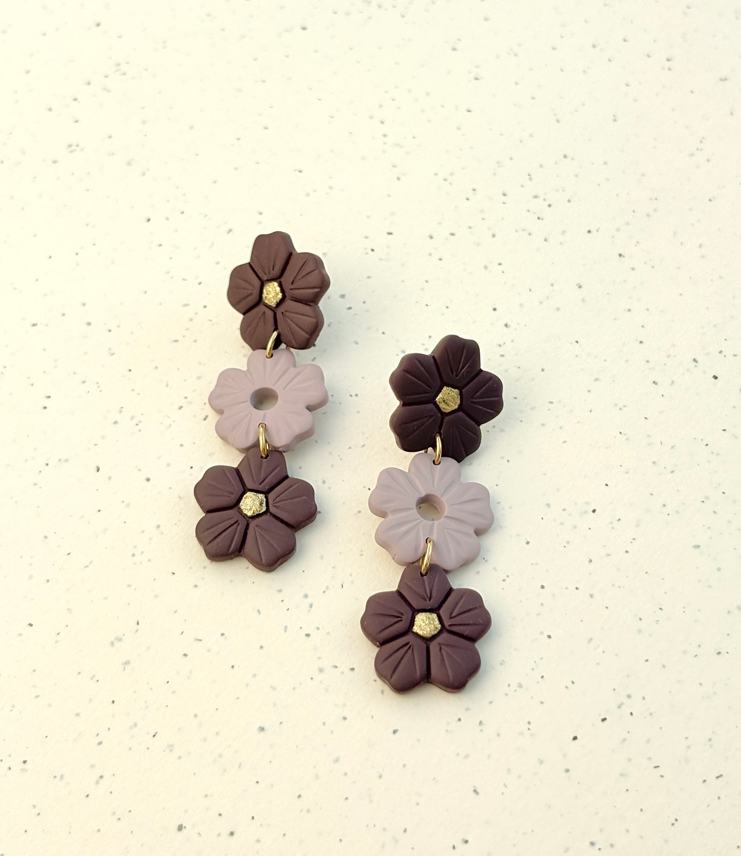 Polymer clay earrings | Autumn flower dangle earrings