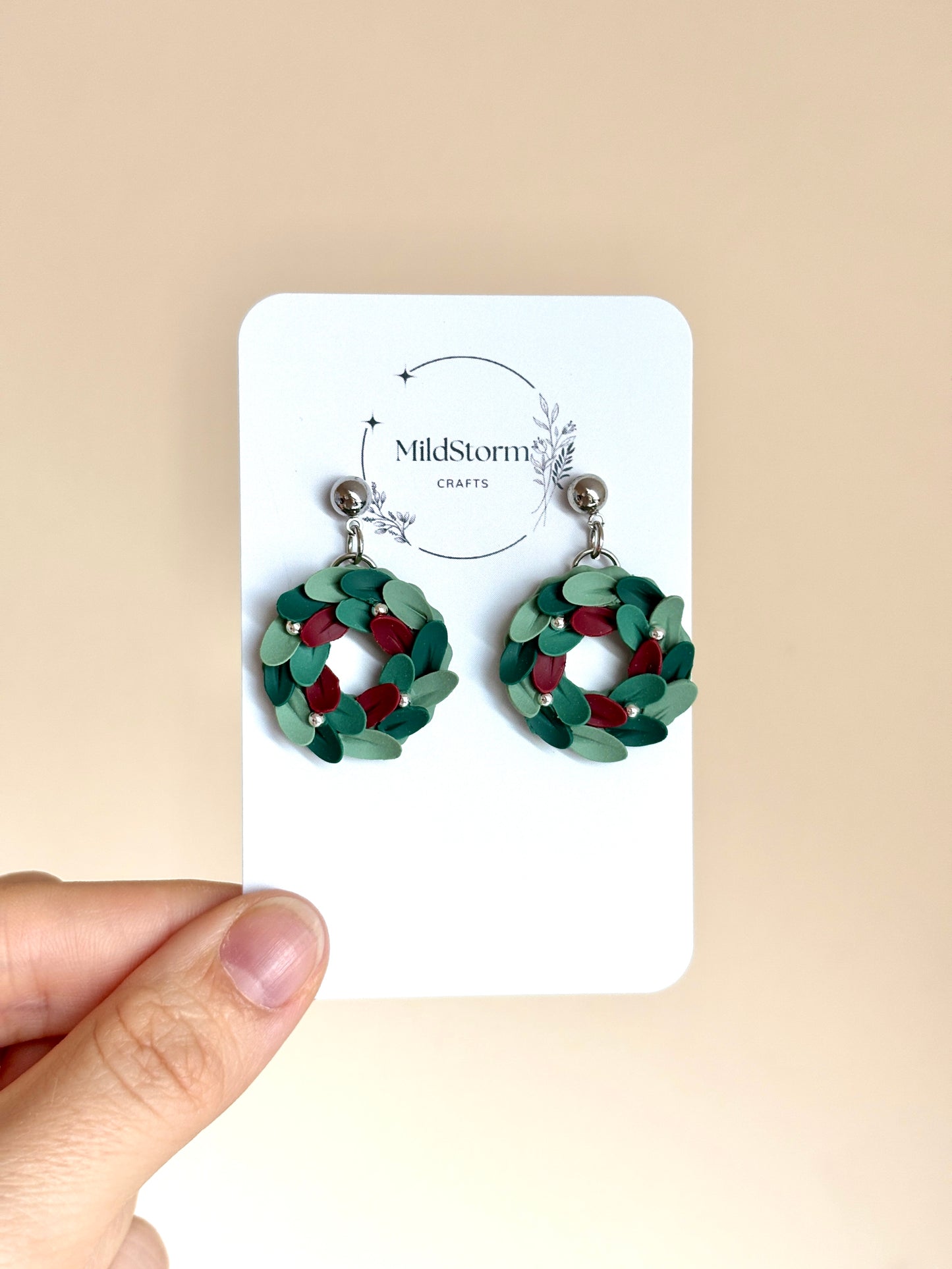 Polymer clay earrings | Christmas wreaths