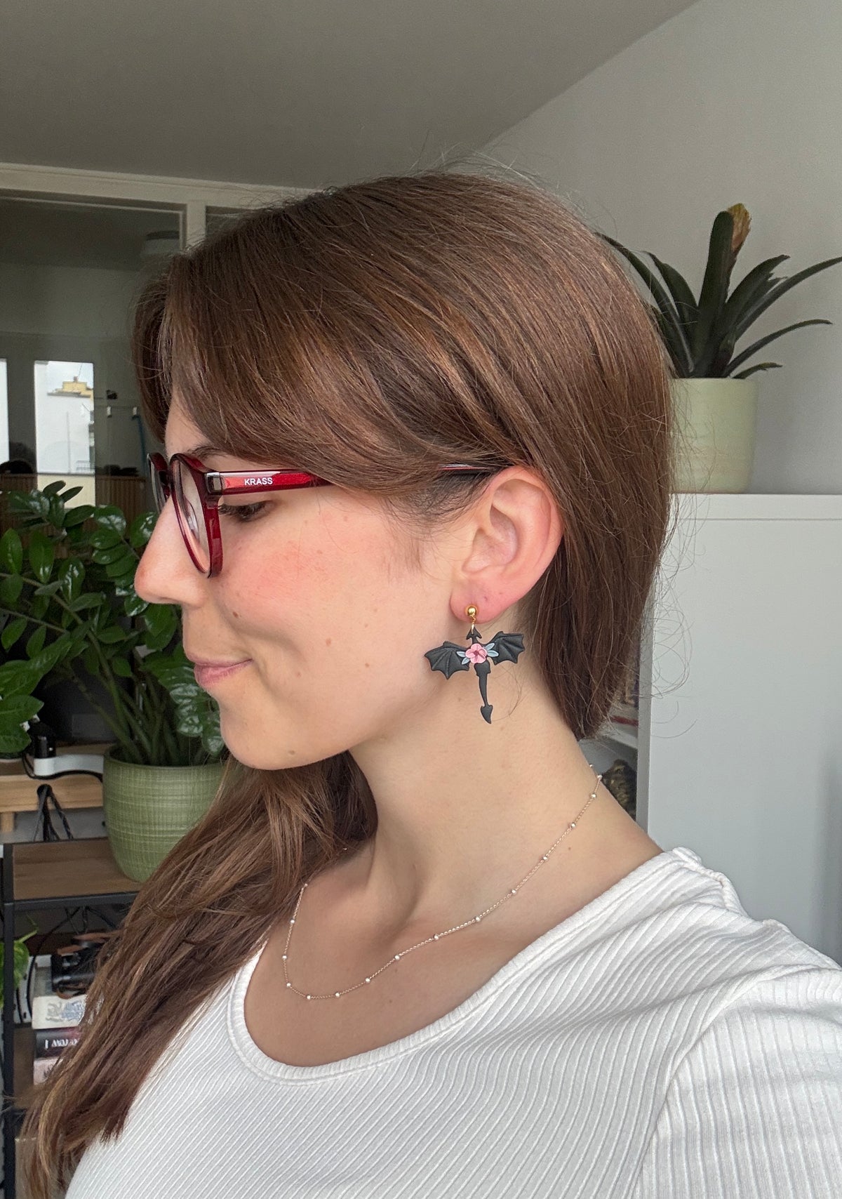 Clay Earrings | Drache mit Blume