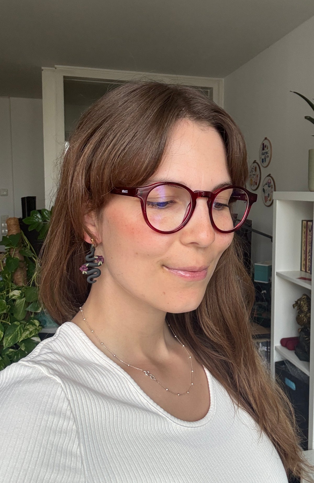 Clay Earrings | Schlange mit Blumen