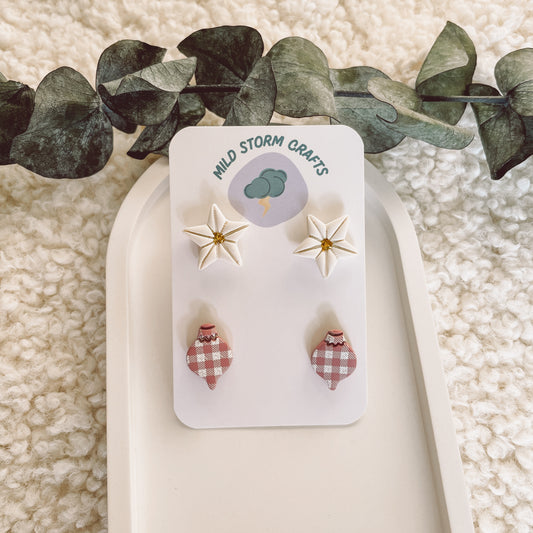 Polymerclay Earrings | Lightweight Earrings | Christmas Studs