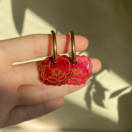 Acrylic Earrings | Poppy Flower