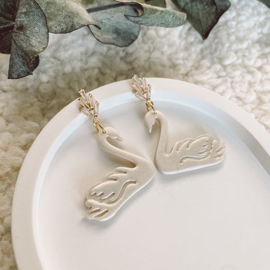 Polymerclay Earrings | Lightweight Earrings | Swans