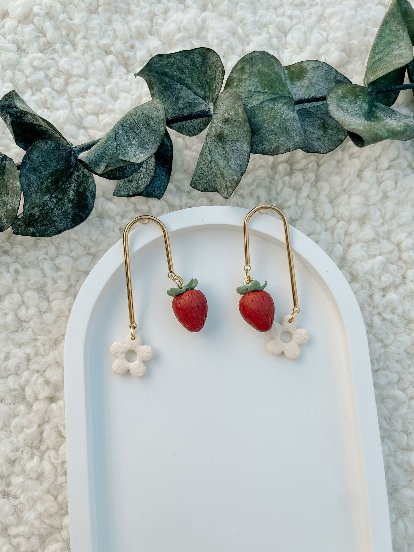 Polymerclay Earrings | Erdbeere Doppelter Hänger