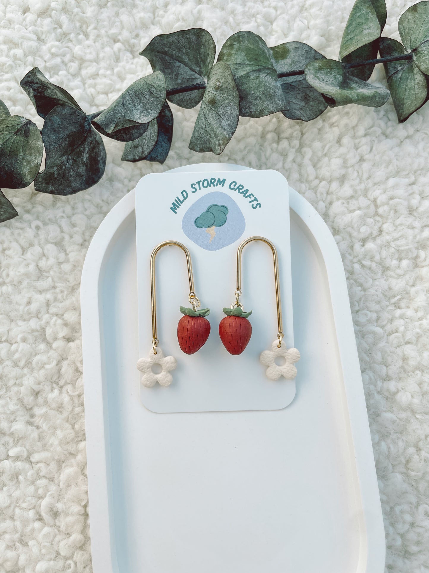 Polymerclay Earrings | Erdbeere Doppelter Hänger