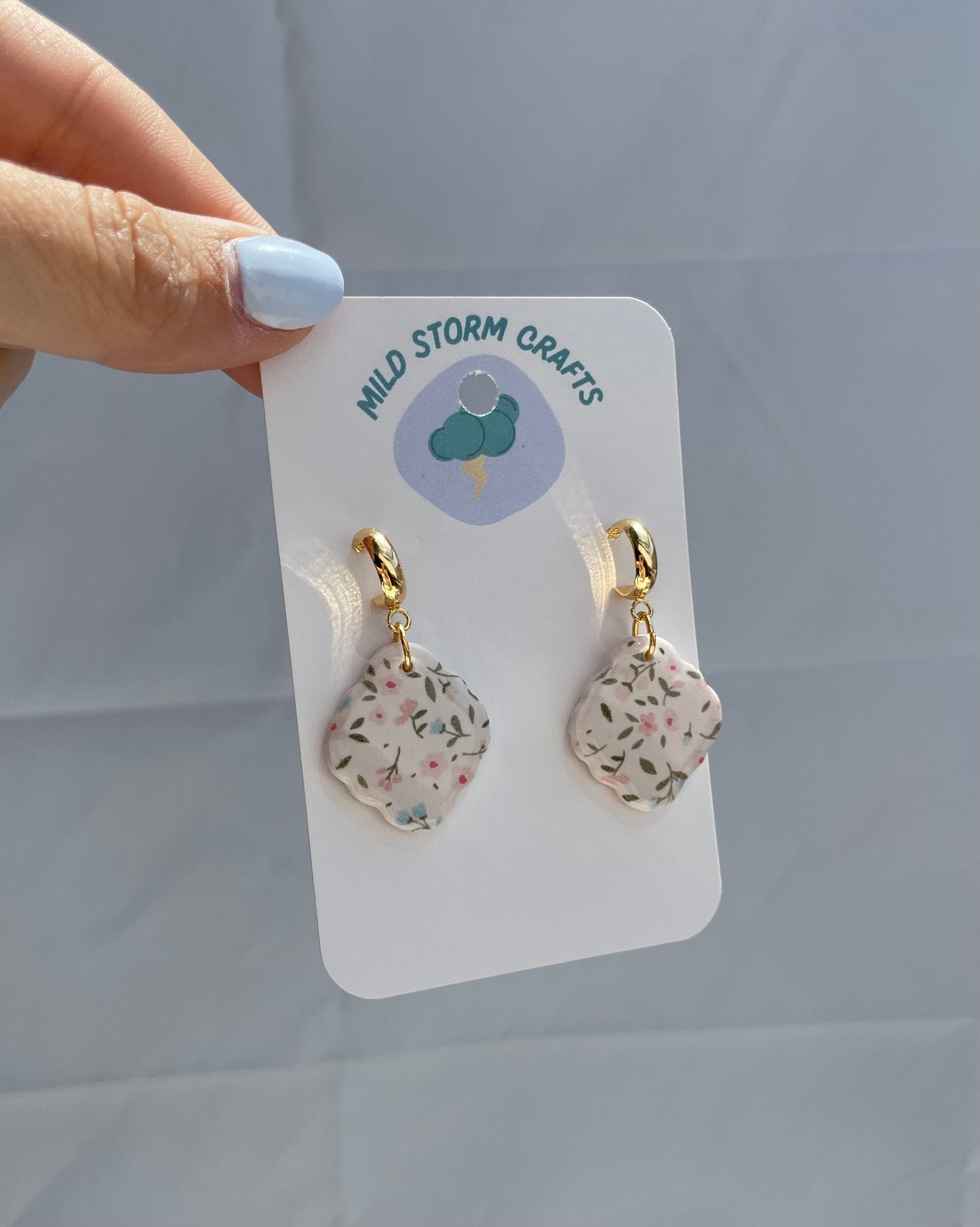 Polymer clay earrings | Floral print