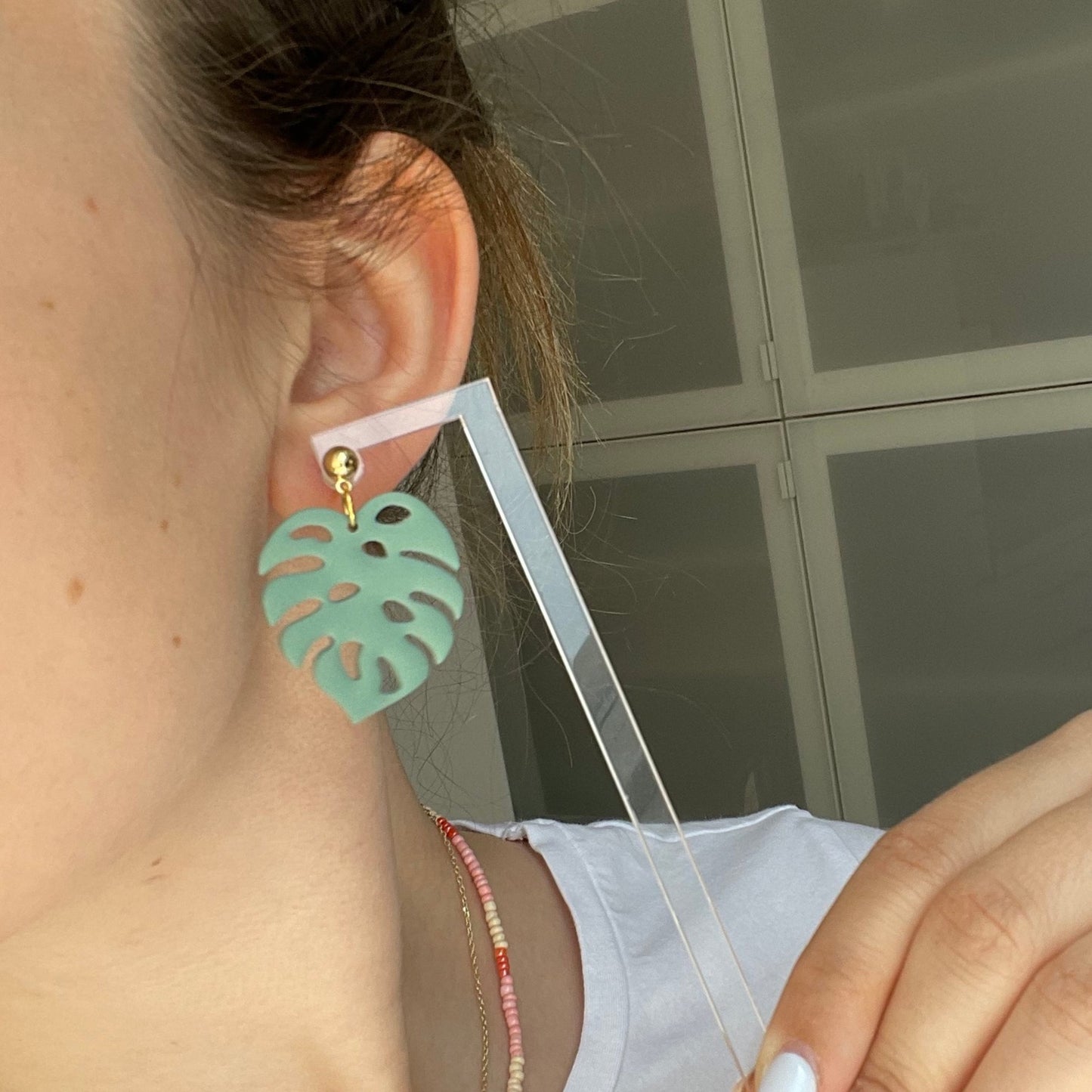 Polymer clay earrings | Monstera