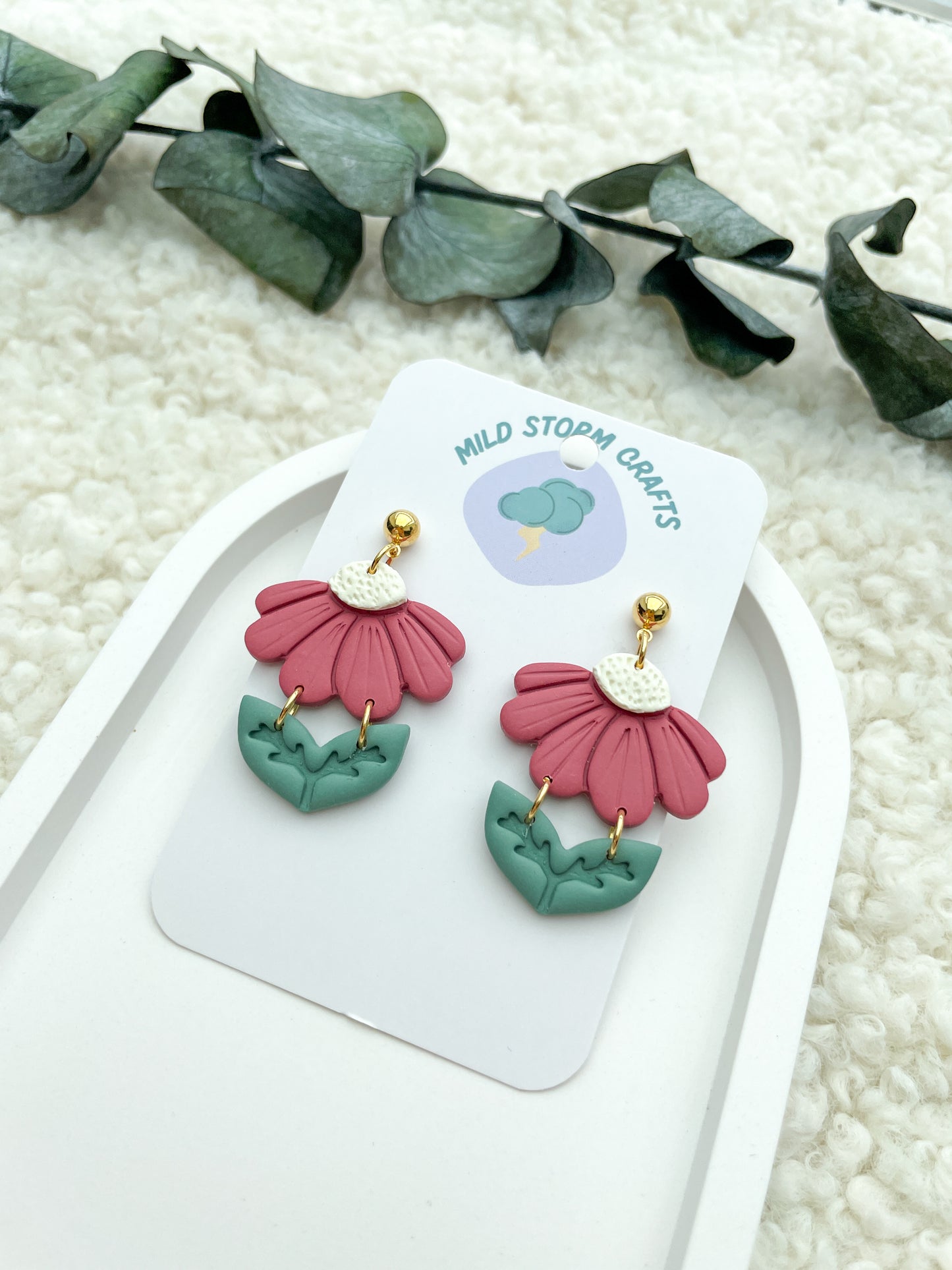 Polymer Clay Earrings | Lightweight Earrings | Hanging Daisies