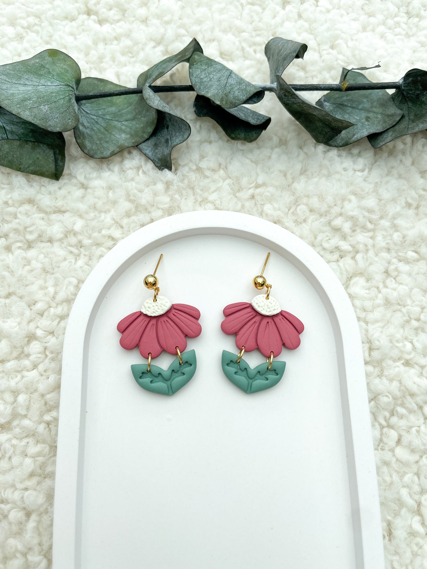Polymer Clay Earrings | Lightweight Earrings | Hanging Daisies