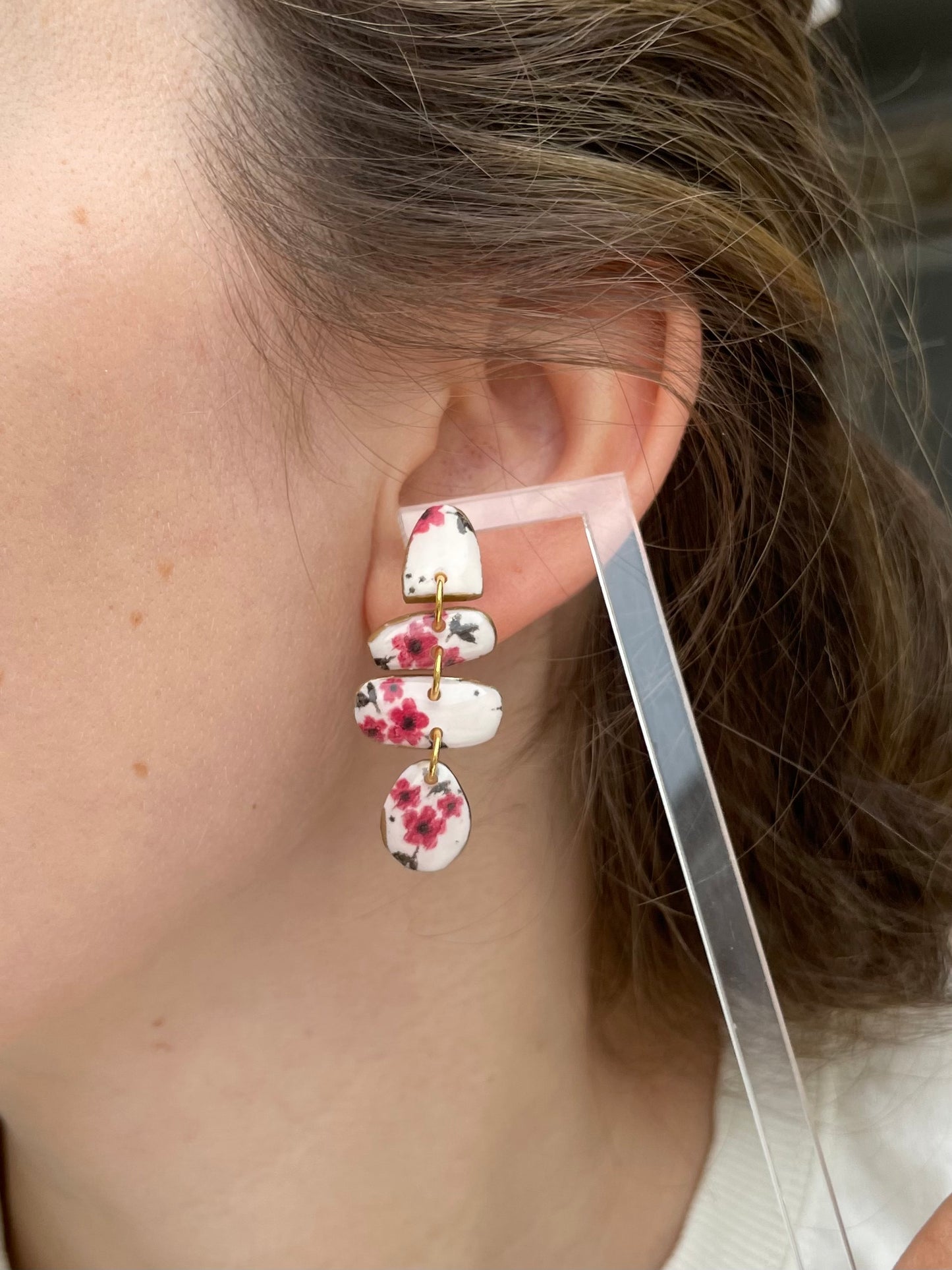 Clay Earrings | Little red flowers