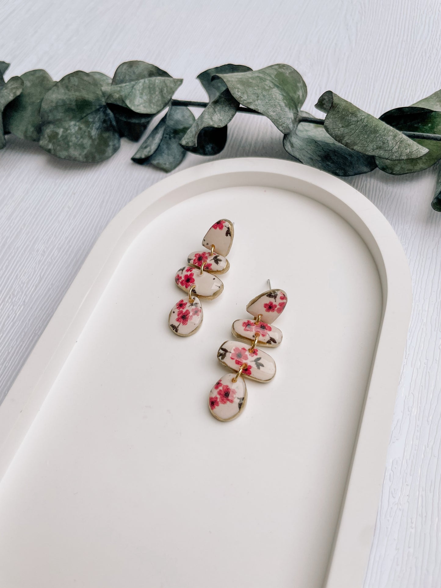 Clay Earrings | Little red flowers