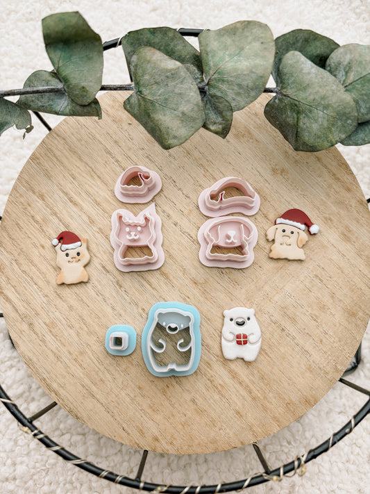 Polymer clay cutter Christmas motif / dog / cat / bear